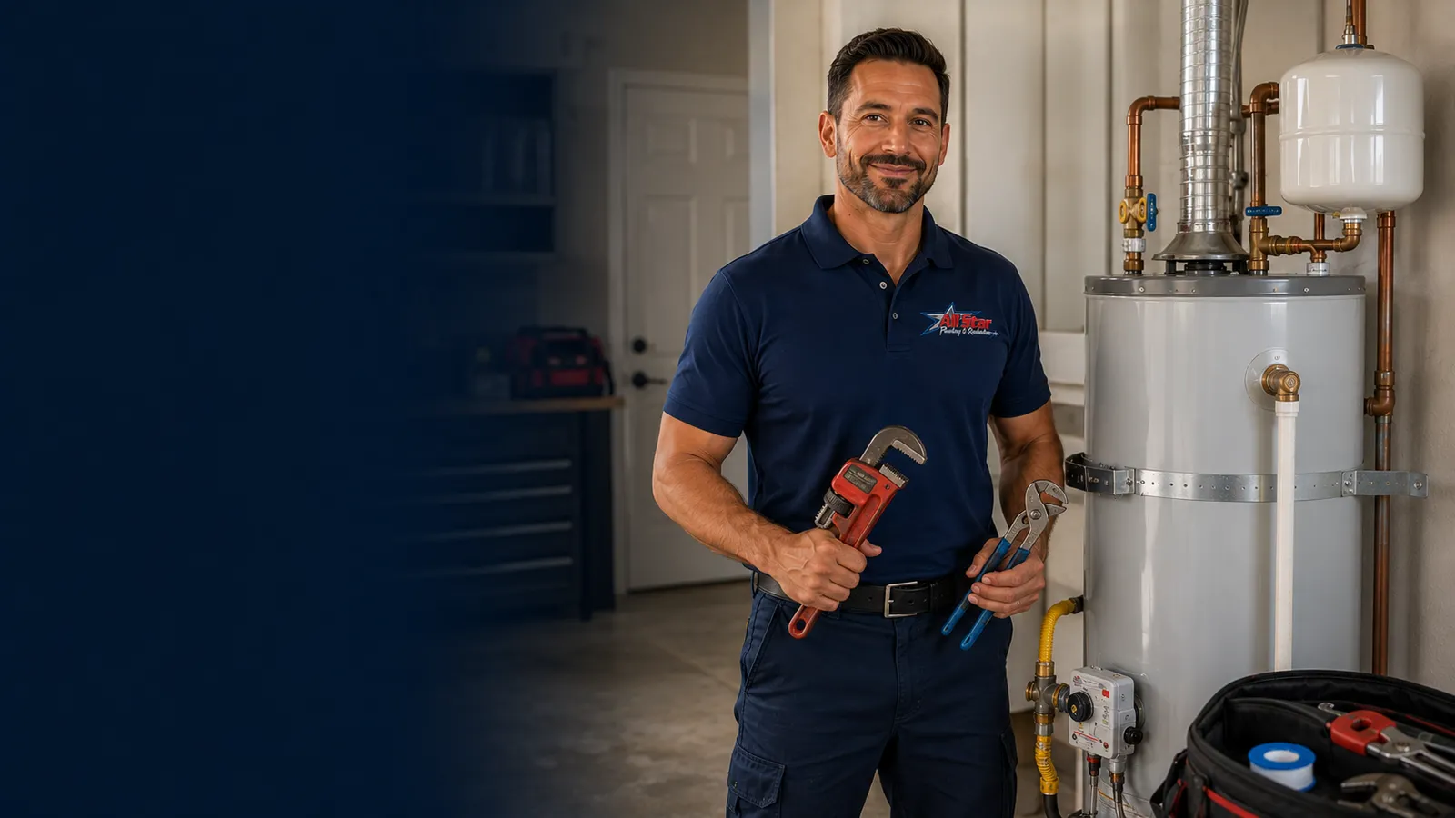 All Star Plumbing technician ready for a plumbing service call in Encinitas, CA