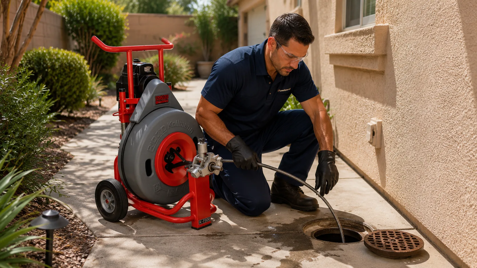 All Star Plumbing technician clearing a drain at a home